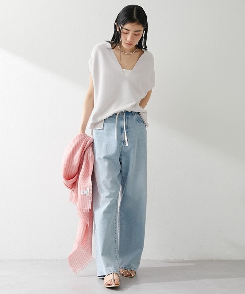 THROW（スロー）の「【THROW】リネンストライプストール（ストール/ショール・レディース・ピンク/ベージュ・FREE）」の3枚目の写真