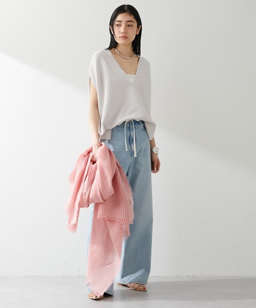 THROW（スロー）の「【THROW】リネンストライプストール（ストール/ショール・レディース・ピンク/ベージュ・FREE）」の4枚目の写真