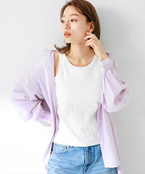 URBAN RESEARCH Sonny Label（アーバンリサーチサニーレーベル）の「SLAB Rib Bratop（タンクトップ・レディース・オフホワイト/ブラック/ベージュ・FREE）」の12枚目の写真