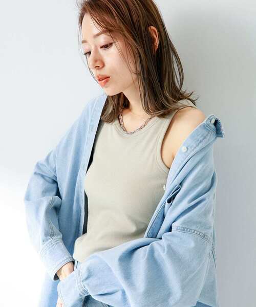 URBAN RESEARCH Sonny Label（アーバンリサーチサニーレーベル）の「SLAB Rib Bratop（タンクトップ・レディース・オフホワイト/ブラック/ベージュ・FREE）」の21枚目の写真