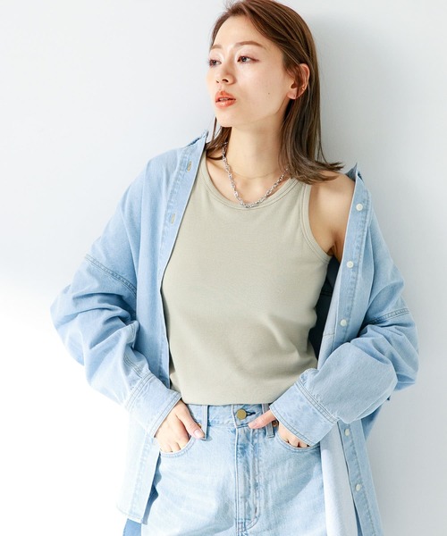 URBAN RESEARCH Sonny Label（アーバンリサーチサニーレーベル）の「SLAB Rib Bratop（タンクトップ・レディース・オフホワイト/ブラック/ベージュ・FREE）」の22枚目の写真