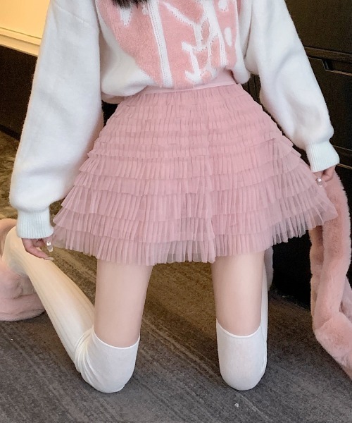 Achic(アシック)の「チュールフリルミニスカート(スカート・レディース・アイボリー/ブラック/ベージュ/ピンク・M)」の21枚目の写真