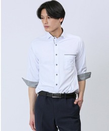 m.f.editorial（エムエフエディトリアル）の「【綿混】m.f.エディトリアル メンズ ドビー ワイドカラー7分袖シャツ（シャツ/ブラウス・メンズ）」