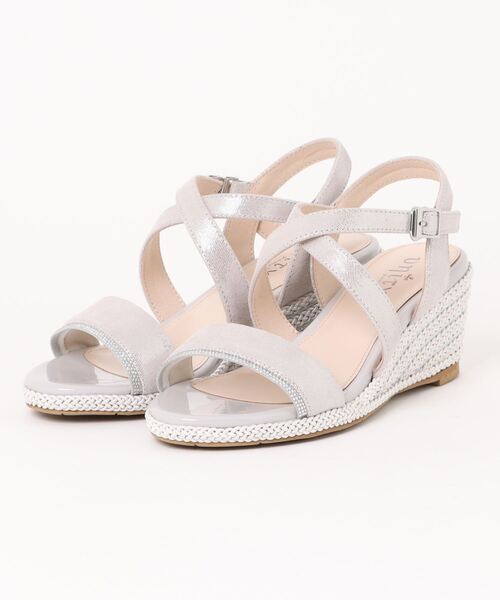 クロスストラップウェッジヒールサンダル