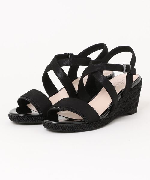 クロスストラップウェッジヒールサンダル