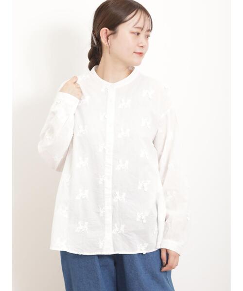 Samansa Mos2（サマンサ モスモス）の「立体刺繍バンドカラーブラウス（シャツ/ブラウス・レディース・キナリ/ブラック/オフホワイト/ミント・F）」の22枚目の写真