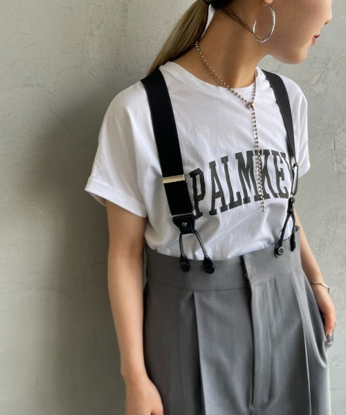MICA&DEAL（マイカ＆ディール）の「[MICA&DEAL/マイカアンドディール] 別注 PALMKEY ロゴプリントTシャツ（Tシャツ/カットソー・レディース・チャコール/ホワイト/グレイッシュベージュ・F）」の13枚目の写真