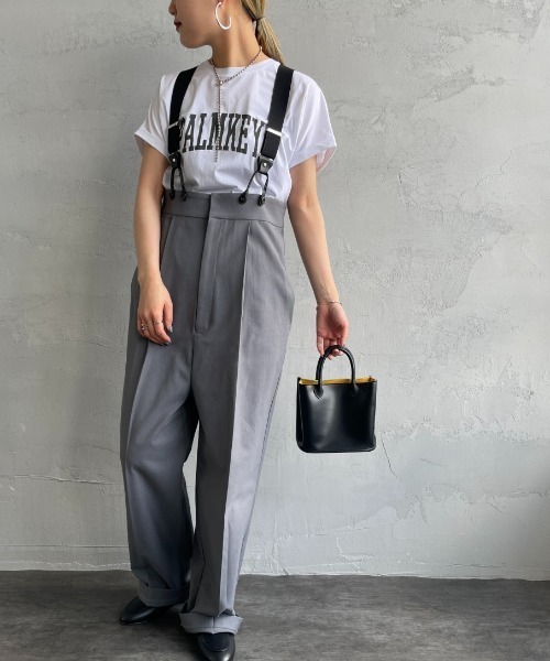 MICA&DEAL（マイカ＆ディール）の「[MICA&DEAL/マイカアンドディール] 別注 PALMKEY ロゴプリントTシャツ（Tシャツ/カットソー・レディース・チャコール/ホワイト/グレイッシュベージュ・F）」の4枚目の写真