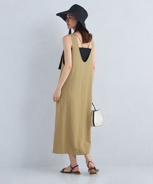 【KAPITAL】リネンレイヤード　ノースリー2wayブワンピース UpcycleLino】天然染め レイヤードギャザー2wayワンピース