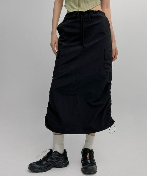 BLACKUP（ブラックアップ）の「[MADE] マイルドストリングカーゴスカート（スカート・レディース・ブラック/カーキ・FREE）」の8枚目の写真