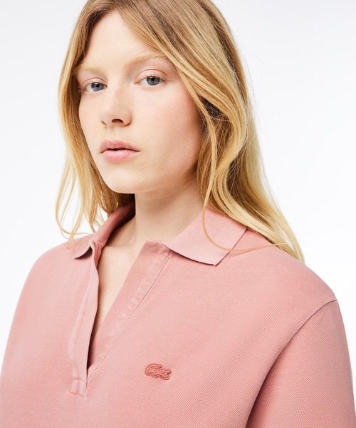 新品　ラコステ　LACOSTE レディース　スキッパーネック　ポロシャツ　36 ラコステ LACOSTE スキッパーネックポロ レディース 36 - メルカリ