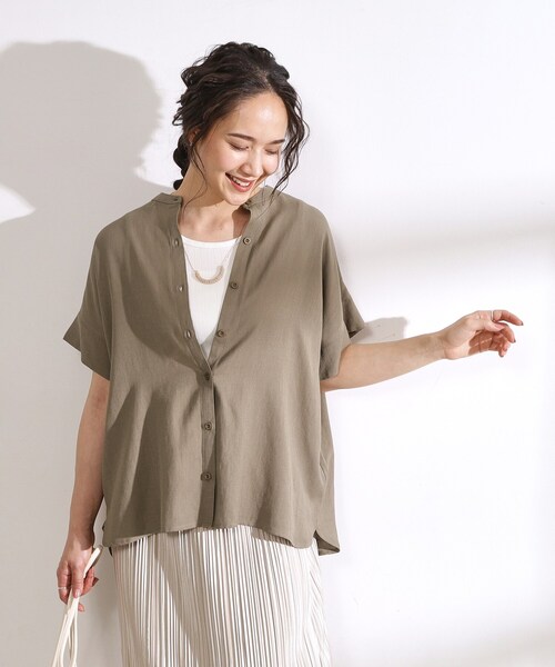 DRESKIP(ドレスキップ)の「◆【無理せずキレイ】バンドカラーブラウス(シャツ/ブラウス・レディース・グリーン系/チャコールグレー/ライトベージュ/カーキ・00)」の7枚目の写真