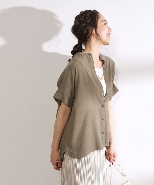 DRESKIP(ドレスキップ)の「◆【無理せずキレイ】バンドカラーブラウス(シャツ/ブラウス・レディース・グリーン系/チャコールグレー/ライトベージュ/カーキ・00)」の8枚目の写真