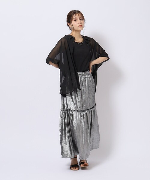 Cutie Blonde（キューティーブロンド）の「◆【洗える】さらりと羽織れる ポンチョ風 シアーシャツ（シャツ/ブラウス・レディース・グリーン/ネイビー系2/ホワイト系その他2/ホワイト系/ブラック・00）」の16枚目の写真