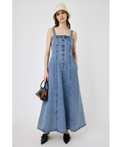 MOUSSY（マウジー）の「ZIP UP DENIM ドレス（ワンピース・レディース・ライトブルー/ワンウォッシュ・2/1）」の3枚目の写真