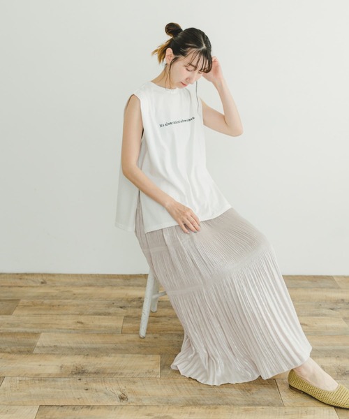 ITEMS URBANRESEARCH（アイテムズ アーバンリサーチ）の「ショルダータックロゴTシャツ（Tシャツ/カットソー・レディース・グレー系その他/チャコールグレー/ホワイト/オレンジ・FREE）」の6枚目の写真