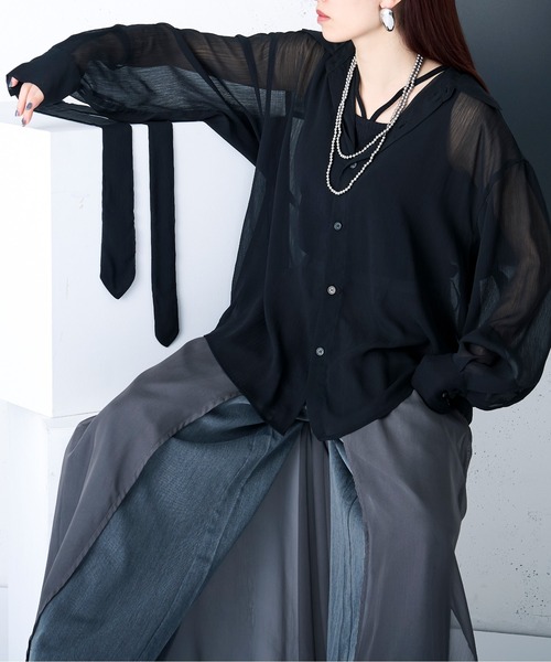 Ellno Loset(エルノロゼット)の「ネクタイツキシアーシャツ(シャツ/ブラウス・メンズ・ブラック系その他/ブルー系その他/ブラック/グレー系その他・SMALL/MEDIUM/LARGE)」の2枚目の写真