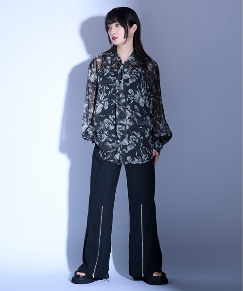 ネクタイ付シアーシャツ Ellno Loset（エルノロゼット）の「ネクタイツキシアーシャツ