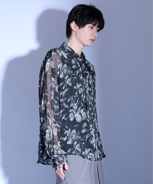 ネクタイ付シアーシャツ Ellno Loset（エルノロゼット）の「ネクタイツキシアーシャツ