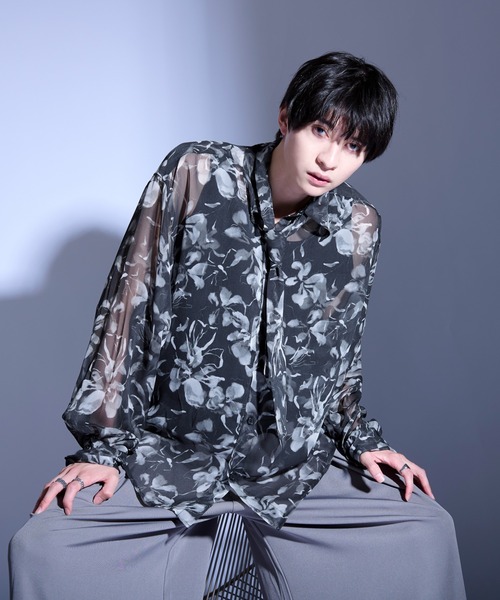ネクタイ付シアーシャツ Ellno Loset（エルノロゼット）の「ネクタイツキシアーシャツ