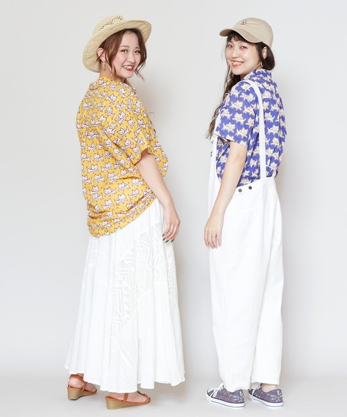 チャイハネ(チャイハネ)の「【チャイハネ】さすらいネコおかか ブロックプリントシャツ(シャツ/ブラウス・メンズ・ネイビー/マスタード・FREE)」の13枚目の写真