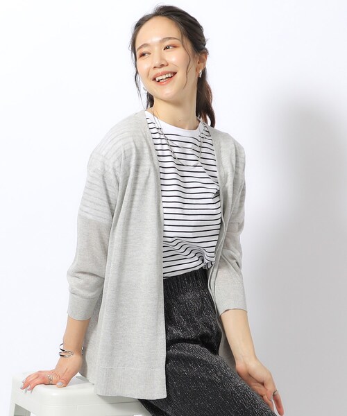 DRESKIP（ドレスキップ）の「◆【洗える/7分袖】さらっと羽織れる トッパーカーディガン（カーディガン/ボレロ・レディース・ライトベージュ/ブルー/ブラック/ライトグレー・04/03/02）」の3枚目の写真