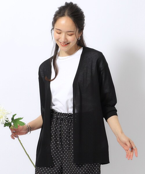 DRESKIP（ドレスキップ）の「◆【洗える/7分袖】さらっと羽織れる トッパーカーディガン（カーディガン/ボレロ・レディース・ライトベージュ/ブルー/ブラック/ライトグレー・04/03/02）」の2枚目の写真