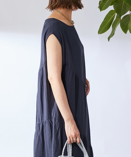 un dix cors（アンディコール）の「《お腹周りのカバー◎》バイヤスギャザーワンピース（ワンピース・レディース・ネイビー/キャメル・FREE）」の5枚目の写真