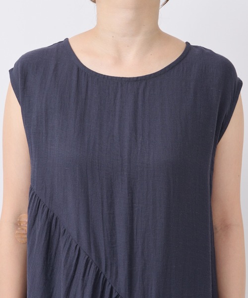un dix cors（アンディコール）の「《お腹周りのカバー◎》バイヤスギャザーワンピース（ワンピース・レディース・ネイビー/キャメル・FREE）」の15枚目の写真