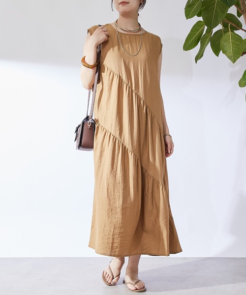 un dix cors（アンディコール）の「《お腹周りのカバー◎》バイヤスギャザーワンピース（ワンピース・レディース・ネイビー/キャメル・FREE）」の22枚目の写真