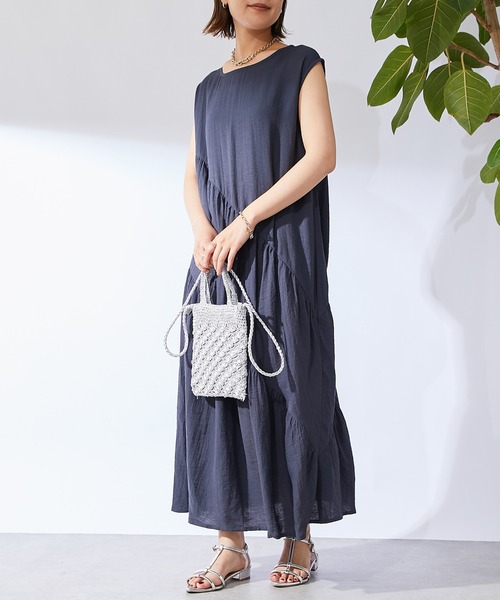 un dix cors（アンディコール）の「《お腹周りのカバー◎》バイヤスギャザーワンピース（ワンピース・レディース・ネイビー/キャメル・FREE）」の7枚目の写真