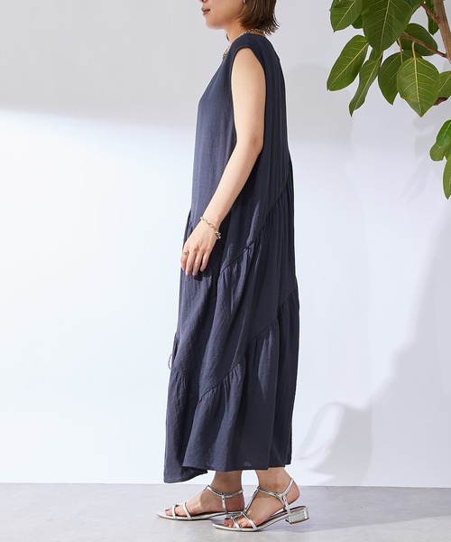 un dix cors（アンディコール）の「《お腹周りのカバー◎》バイヤスギャザーワンピース（ワンピース・レディース・ネイビー/キャメル・FREE）」の8枚目の写真