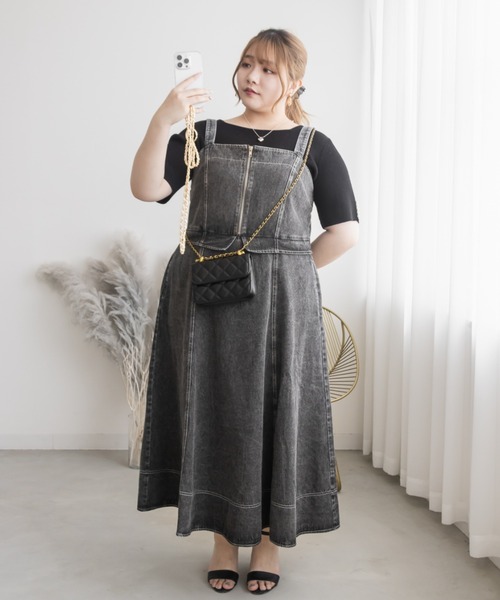 CLETTE(クレット)の「ケミカルデニムジップワンピース(ワンピース・レディース・ブルー/ブラック・LL/3L/4L)」の21枚目の写真