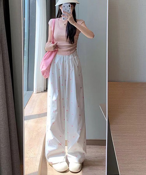 gossip!ロサンゼルス(ゴシップロサンゼルス)の「リボンプリントパンツ(スラックス・レディース・ホワイト・S/M/L)」の6枚目の写真