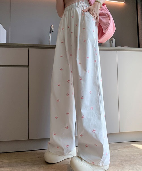 gossip!ロサンゼルス(ゴシップロサンゼルス)の「リボンプリントパンツ(スラックス・レディース・ホワイト・S/M/L)」の3枚目の写真