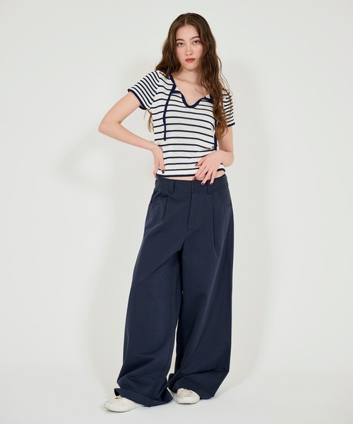 TINA:JOJUN(ティーナジョジュン)の「半袖 ボーダーニットプルオーバー TINA:JOJUN(Tシャツ/カットソー・レディース・ネイビー/ライトグレー/ピンク・M)」の21枚目の写真