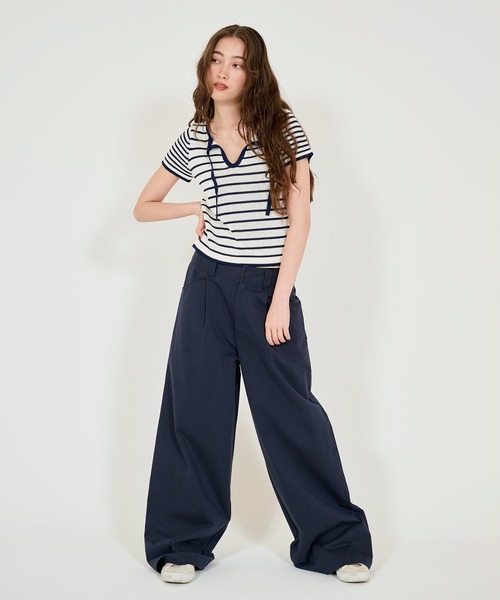 TINA:JOJUN(ティーナジョジュン)の「半袖 ボーダーニットプルオーバー TINA:JOJUN(Tシャツ/カットソー・レディース・ネイビー/ライトグレー/ピンク・M)」の20枚目の写真