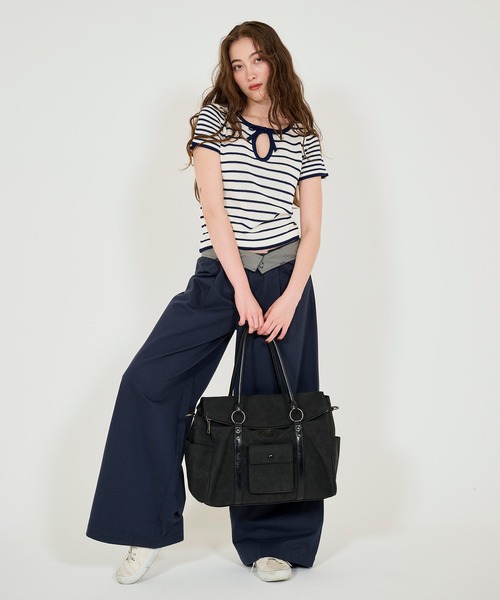TINA:JOJUN(ティーナジョジュン)の「半袖 ボーダーニットプルオーバー TINA:JOJUN(Tシャツ/カットソー・レディース・ネイビー/ライトグレー/ピンク・M)」の15枚目の写真
