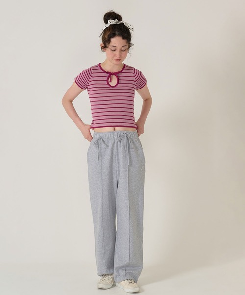 Drawer - ドゥロワー フリンジ ボーダー ニット カットソー 半袖 プルオーバー 1 半袖 ボーダーニットプルオーバー TINA：JOJUN（Tシャツ