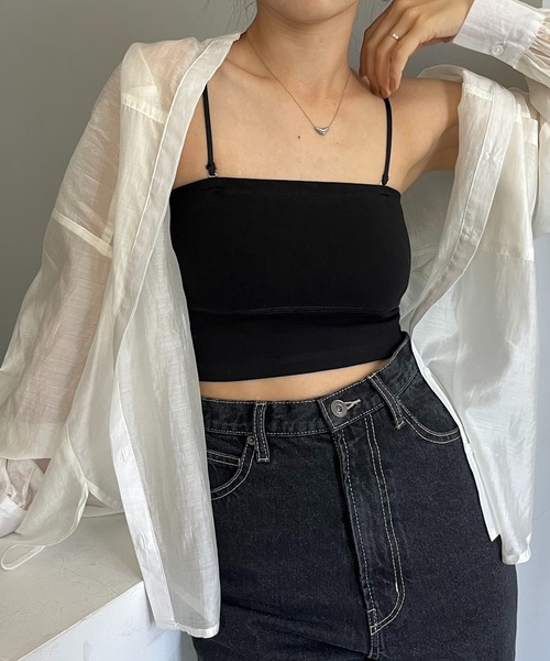 CAPRICIEUX LE'MAGE(カプリシューレマージュ)の「クロップベアキャミソール(キャミソール・レディース・ホワイト/ブラック・36/38)」の2枚目の写真