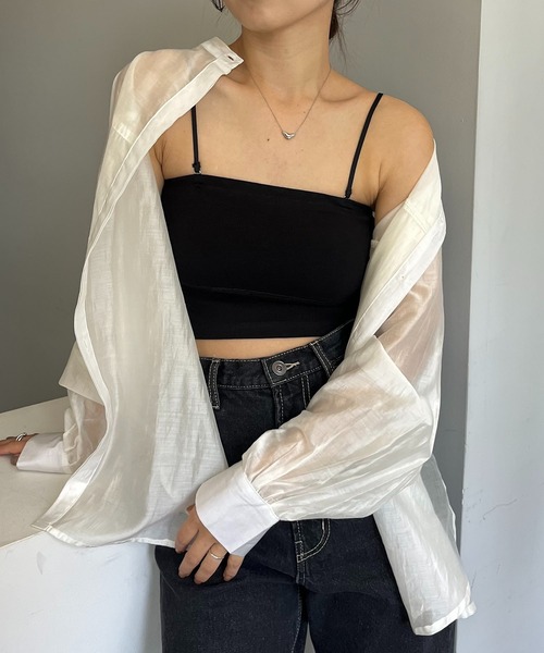 CAPRICIEUX LE'MAGE(カプリシューレマージュ)の「クロップベアキャミソール(キャミソール・レディース・ホワイト/ブラック・36/38)」の4枚目の写真