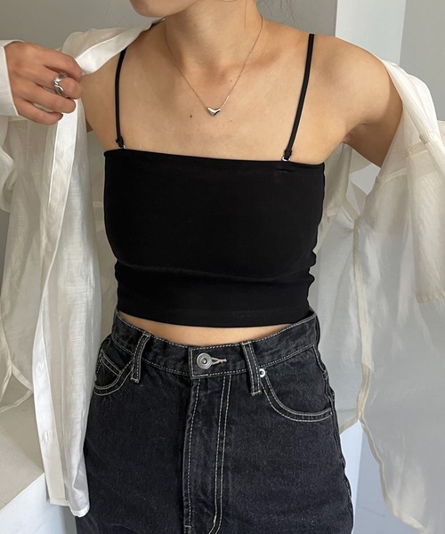 CAPRICIEUX LE'MAGE(カプリシューレマージュ)の「クロップベアキャミソール(キャミソール・レディース・ホワイト/ブラック・36/38)」の5枚目の写真