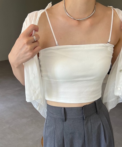 CAPRICIEUX LE'MAGE(カプリシューレマージュ)の「クロップベアキャミソール(キャミソール・レディース・ホワイト/ブラック・36/38)」の8枚目の写真
