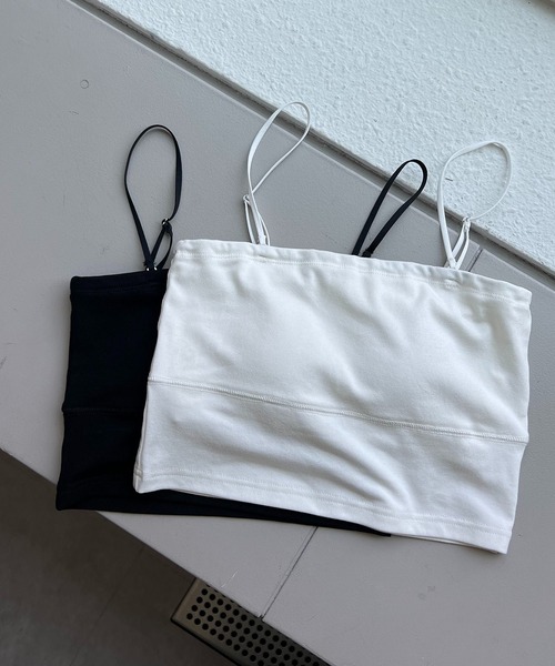 CAPRICIEUX LE'MAGE(カプリシューレマージュ)の「クロップベアキャミソール(キャミソール・レディース・ホワイト/ブラック・36/38)」の9枚目の写真