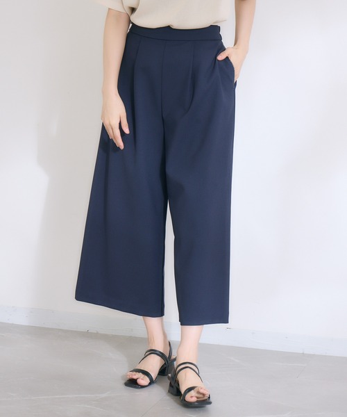 KATHARINE ROSS（キャサリンロス）の「【KATHARINE ROSS】【COOL】【接触冷感】【ドライタッチ】 日本製クロップドワイドパンツ（スラックス・レディース・ベージュ/ネイビー・MEDIUM）」の6枚目の写真