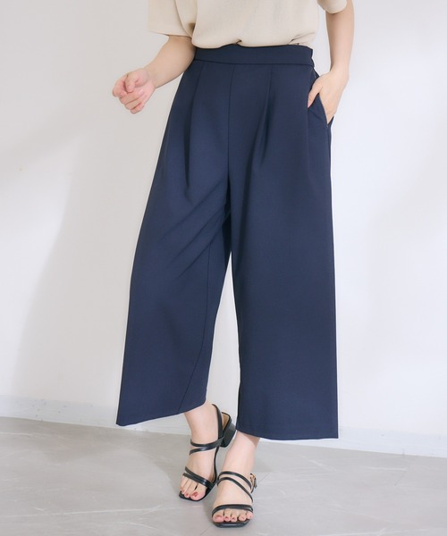 KATHARINE ROSS（キャサリンロス）の「【KATHARINE ROSS】【COOL】【接触冷感】【ドライタッチ】 日本製クロップドワイドパンツ（スラックス・レディース・ベージュ/ネイビー・MEDIUM）」の5枚目の写真