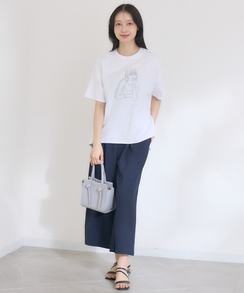 KATHARINE ROSS（キャサリンロス）の「【KATHARINE ROSS】【COOL】【接触冷感】【ドライタッチ】 日本製クロップドワイドパンツ（スラックス・レディース・ベージュ/ネイビー・MEDIUM）」の10枚目の写真