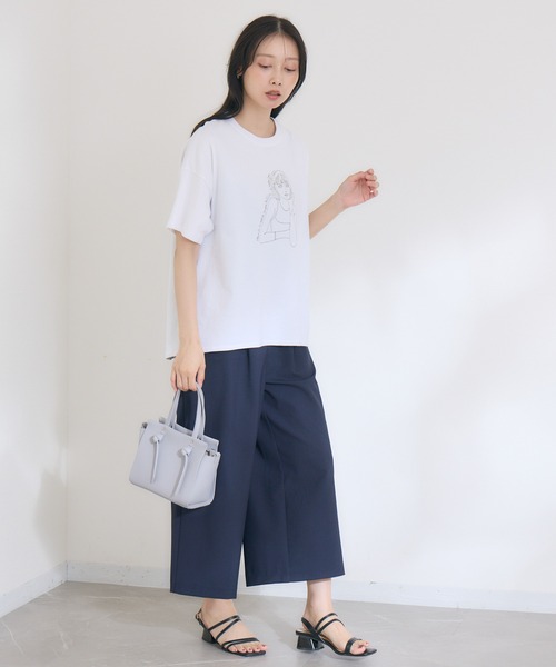 KATHARINE ROSS（キャサリンロス）の「【KATHARINE ROSS】【COOL】【接触冷感】【ドライタッチ】 日本製クロップドワイドパンツ（スラックス・レディース・ベージュ/ネイビー・MEDIUM）」の9枚目の写真