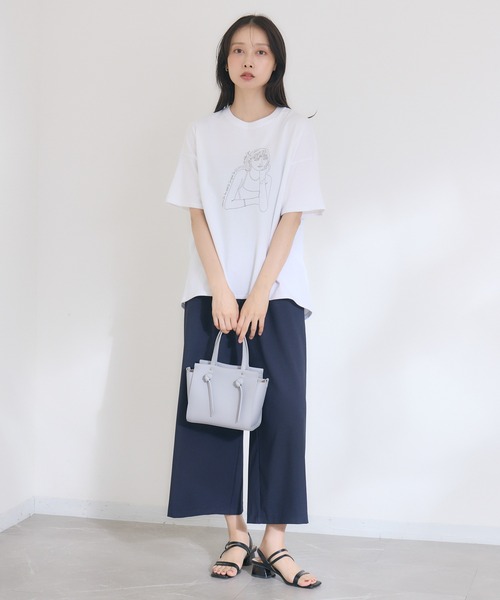 KATHARINE ROSS（キャサリンロス）の「【KATHARINE ROSS】【COOL】【接触冷感】【ドライタッチ】 日本製クロップドワイドパンツ（スラックス・レディース・ベージュ/ネイビー・MEDIUM）」の8枚目の写真