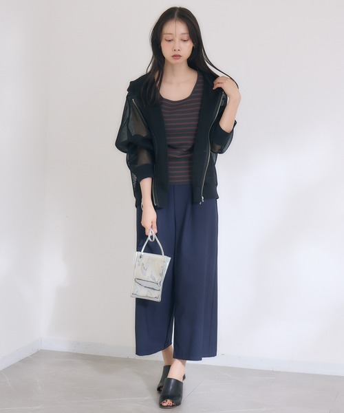 KATHARINE ROSS（キャサリンロス）の「【KATHARINE ROSS】【COOL】【接触冷感】【ドライタッチ】 日本製クロップドワイドパンツ（スラックス・レディース・ベージュ/ネイビー・MEDIUM）」の14枚目の写真